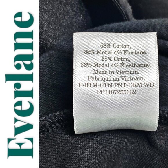 EVERLANE The Dream Pant Stretchy Straight Leg Front Seam Pockets Pull On Black, - Picture 8 of 12